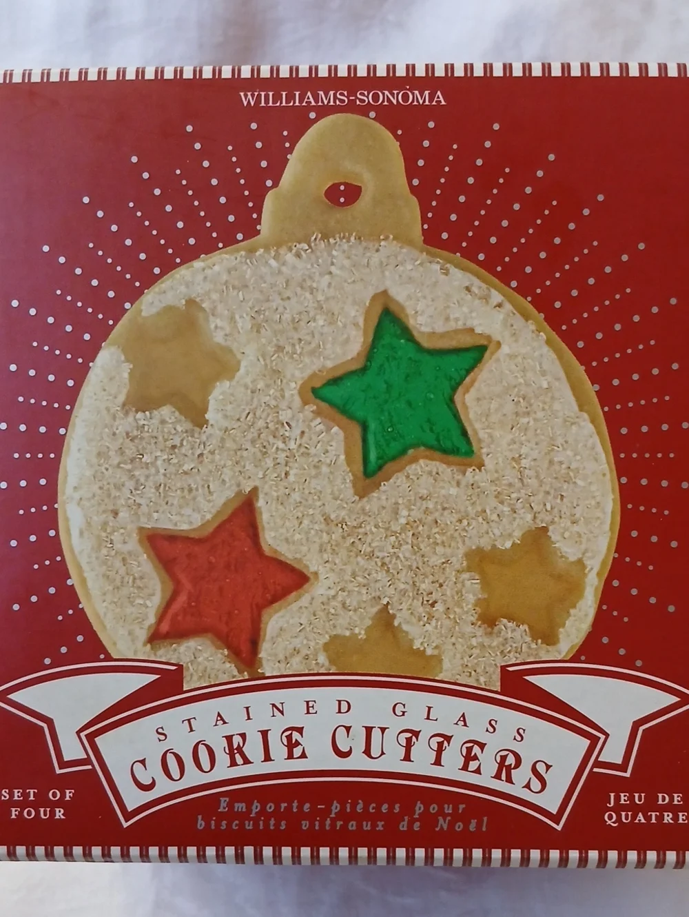 Williams Sonoma Stained Glass Cookie Cutters Christmas Ornaments Set Of 4